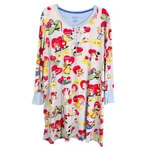 NICK & NORA XXL Retro Valentines Day Card NIghtgown 100% Cotton Baby Blue Henley
